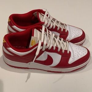 Nike Men's Red and White Dunks